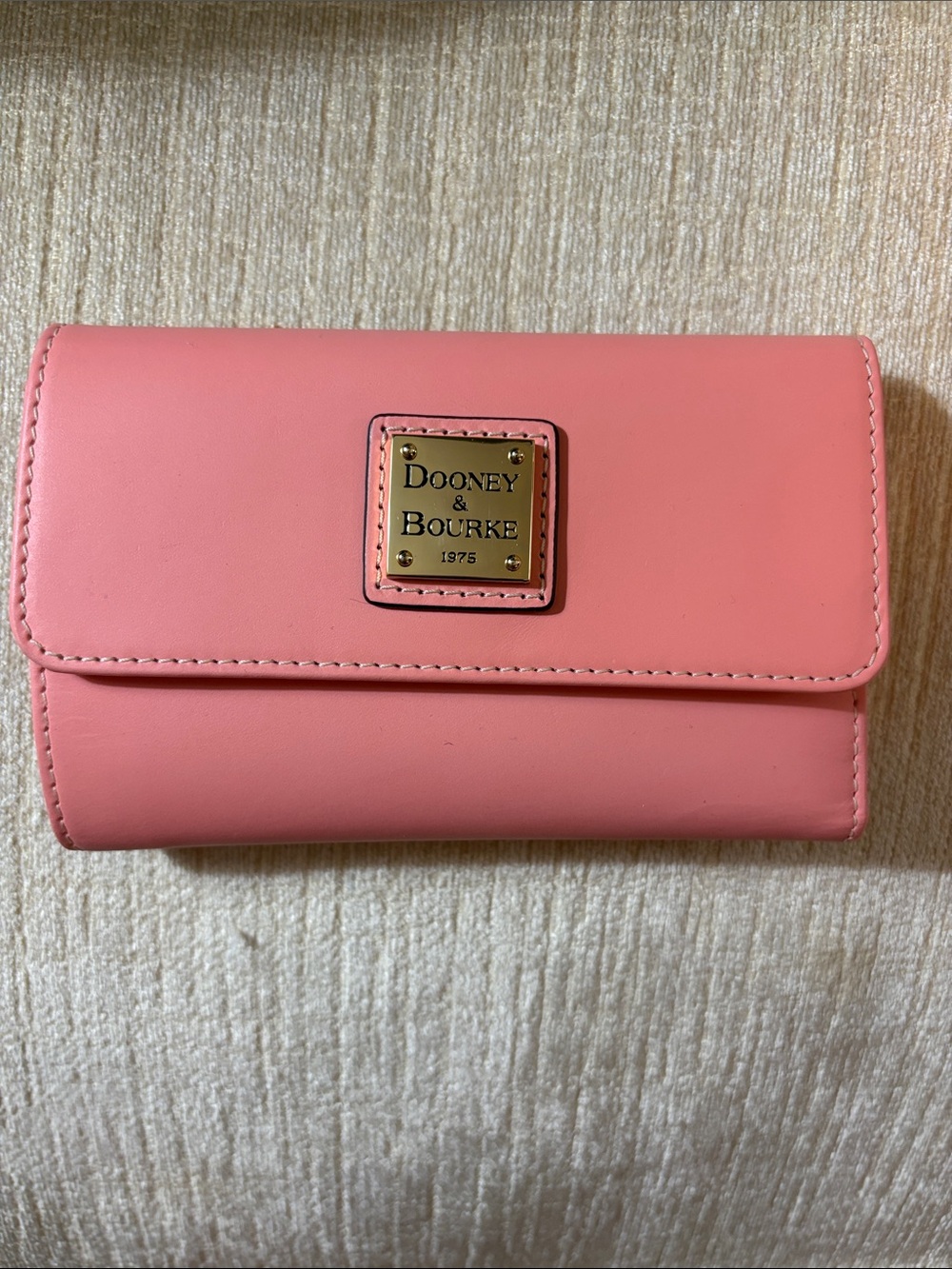Dooney & Bourke Pink Leather Wallet with Gold Logo Plaque